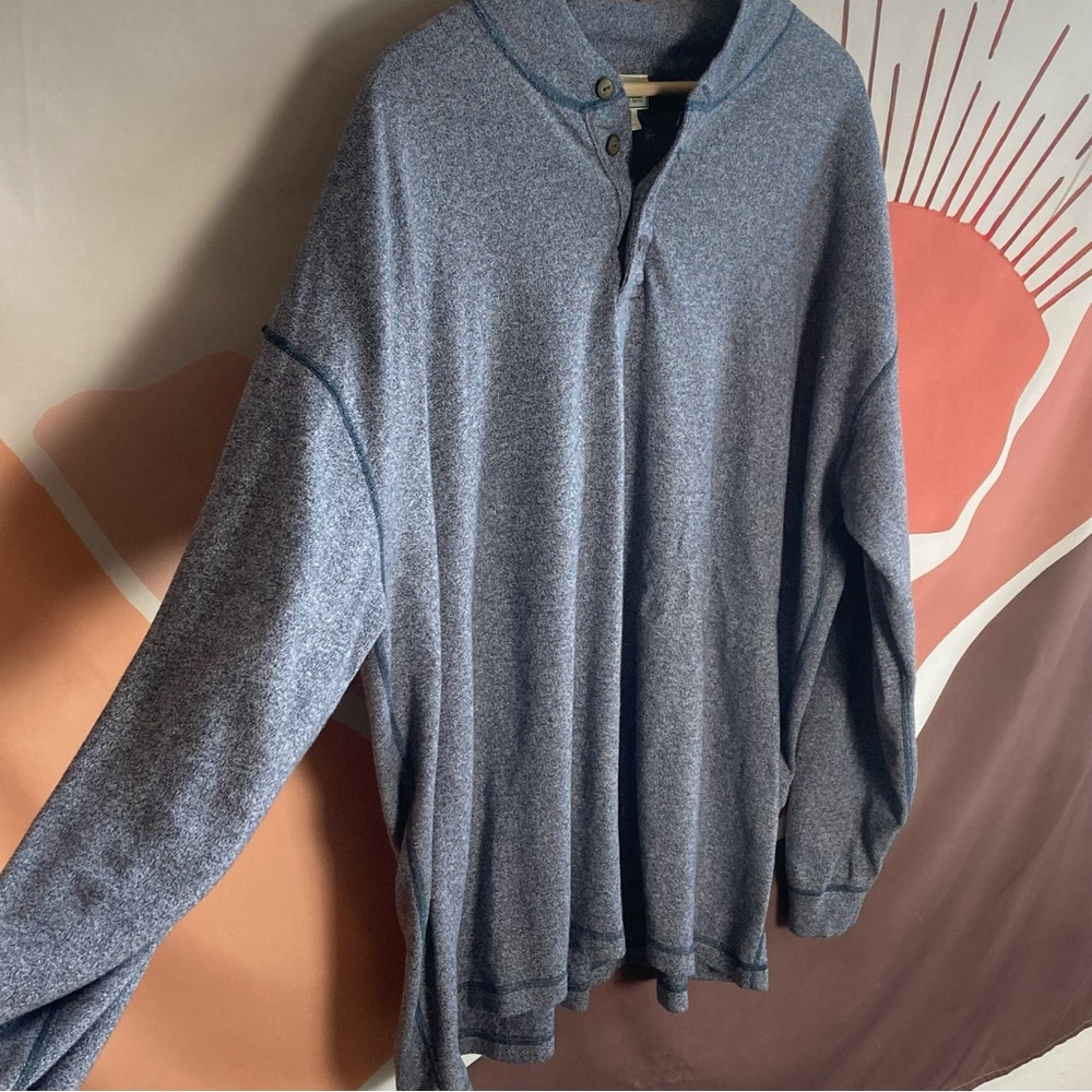 Men's L.L. Bean‎ Henley Long Sleeve Gray Stretch Soft Shirt Button XLT XL Tall - Picture 2 of 8